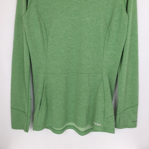 Simms Insect Shield Hoodie Top Bug-stopper Solar Flex UPF 50 Pullover Green - Picture 3 of 10